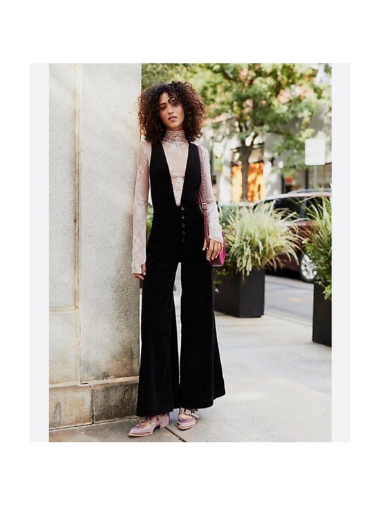 Free People Pants - Free People We The Free Women's Black Old School Love Jumpsuit Size 27 Fall Boho